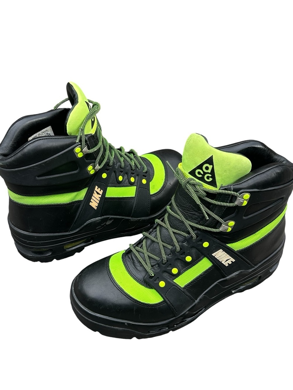 Nike Air Max Boots Black Neon vintage High Top Sneakers Men’s 10.5 Rare Y2K 2007